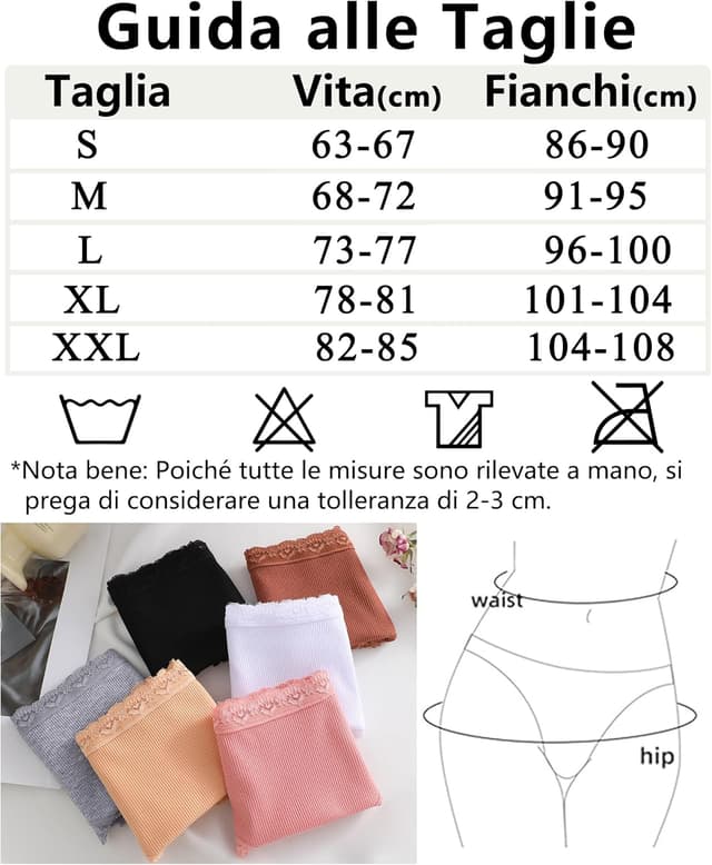 Detalle de ALL OF ME Mutande donna cotone brasiliana con pizzo, slip mezza vita alta – set da 6 (S–XXL)