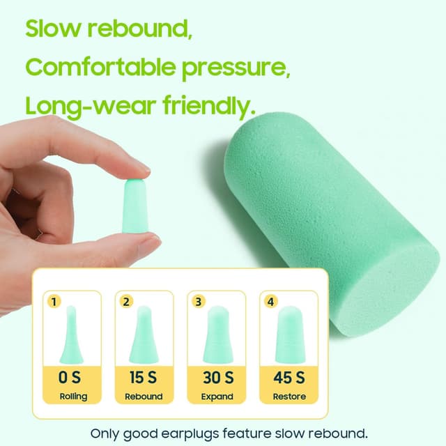 Detalle de 500 Pairs Foam Ear Plugs (Soft Disposable) with Travel Case — 38dB SNR Noise Reduction