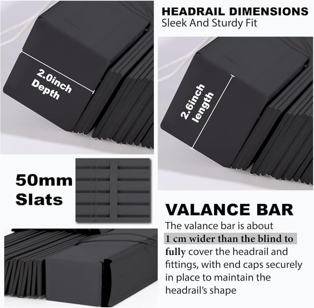 Detalle de funky gadgets Faux Wood Grain Venetian Blinds (Dark Grey Embossed, 50mm slats) – 90cm x 150cm