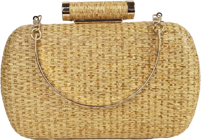Detalle de Cckuu Women’s Raffia Straw Clutch Bag – Hand-Woven Wicker Evening Purse for Weddings & Summer Holidays