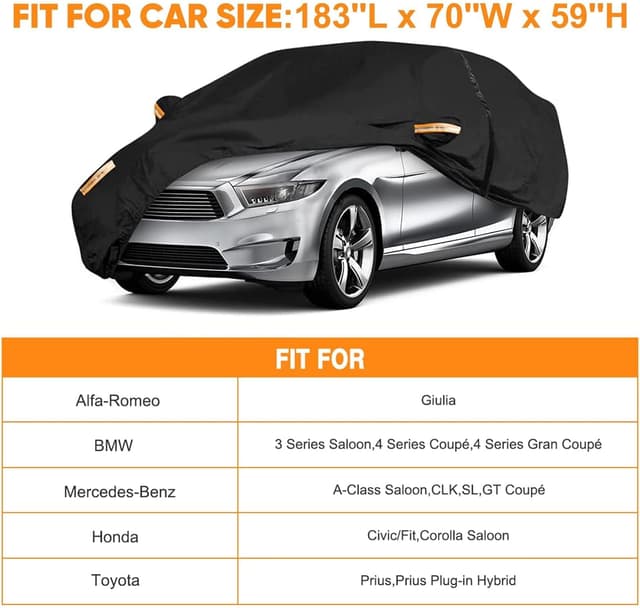 Detalle de NEVERLAND Sedan Car Cover Waterproof Heavy Duty All-Weather Protection (183'' L x 70'' W x 59'' H)