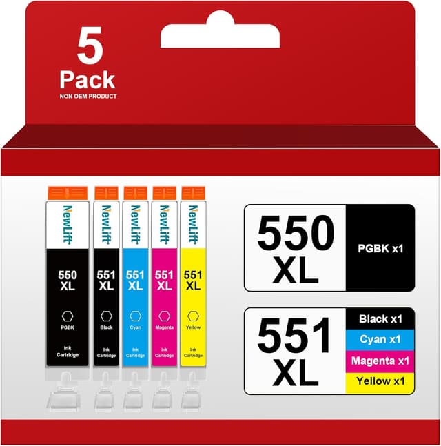 Detalle de NewLift PGI-550XL CLI-551 Multipack 5er-Pack 🖨