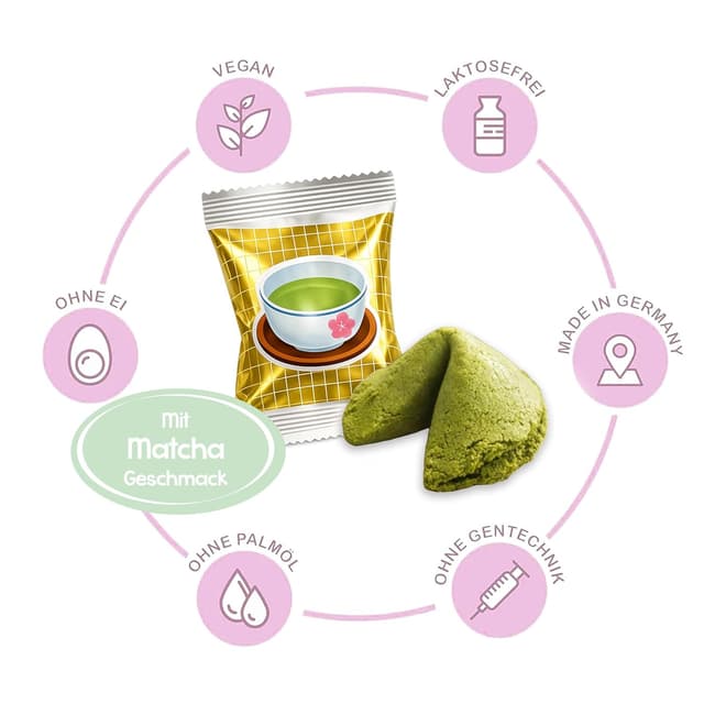 Detalle de Matcha Glückskekse 12er Pack von FOOD crew