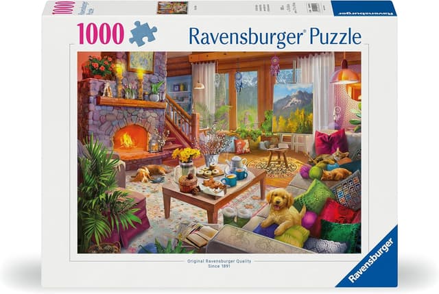 Detalle 2 de Ravensburger Cosy Cabin 1000-Piece Jigsaw Puzzle (Scenic Winter Cabin) for Ages 12+