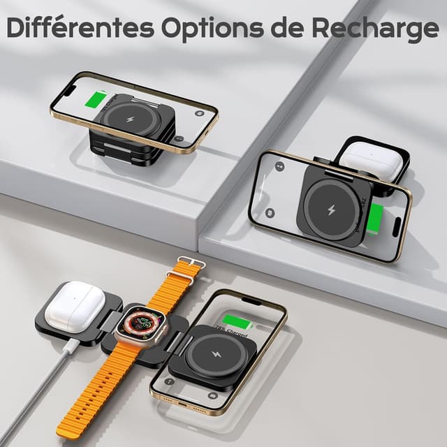 Detalle de KU XIU 3-en-1 chargeur sans fil