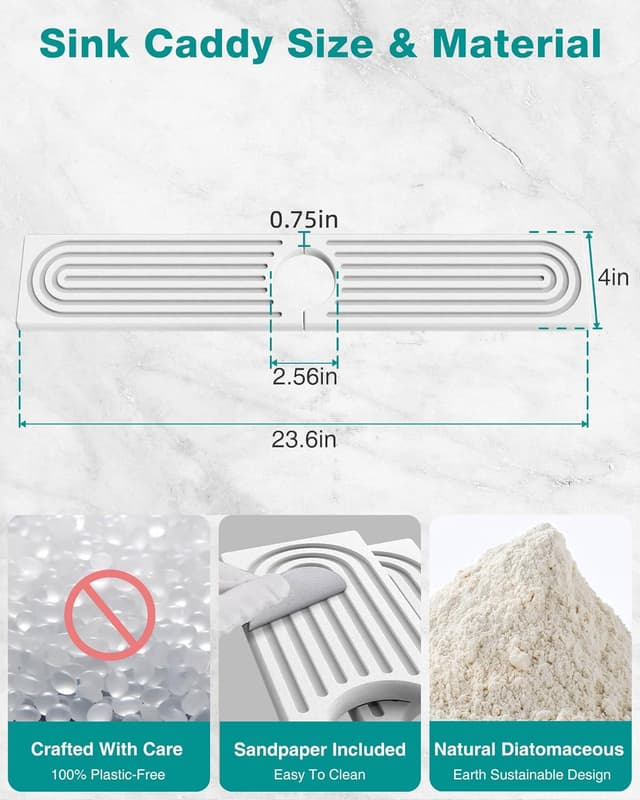 Thumbnail 2 de Stone Faucet Mat Diatomite Sink Protector 23.6"
