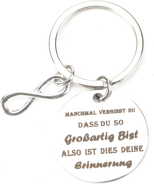 Detalle de OBEISN inspirierender Edelstahl-Schlüsselanhänger mit 8-Zeichen – Geschenk für Frauen