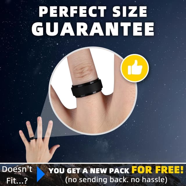 Detalle 1 de Egnaro Men’s Silicone Wedding Bands (8.5mm wide, 2mm thick, ergonomic inner arc) — breathable & hypoallergenic gym/outdoor ring