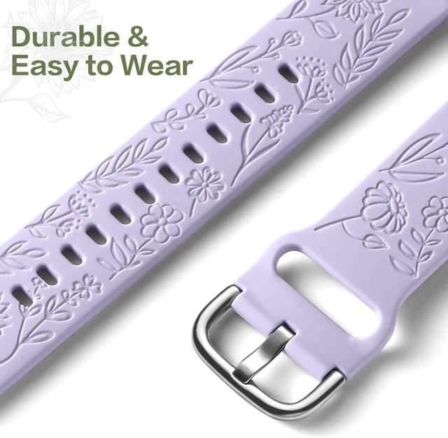 Detalle de Mastten Sunflowers engraved silicone strap for Samsung Galaxy Watch (20mm) in Lavender
