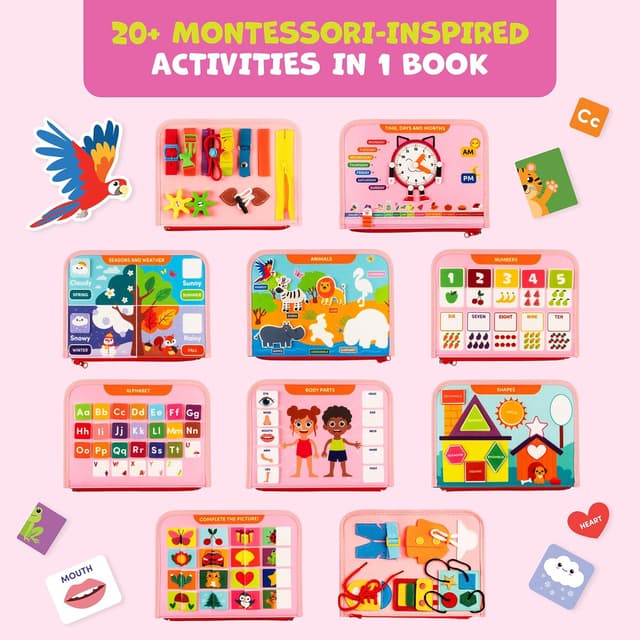 Detalle 2 de Clever Fox Play Busy Book for Toddlers (Ages 1–3) Montessori Felt Activity Board