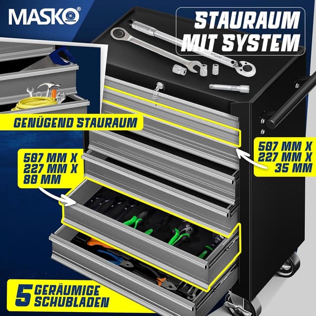 Detalle 2 de Masko Werkstattwagen 7 Schubladen 🛠