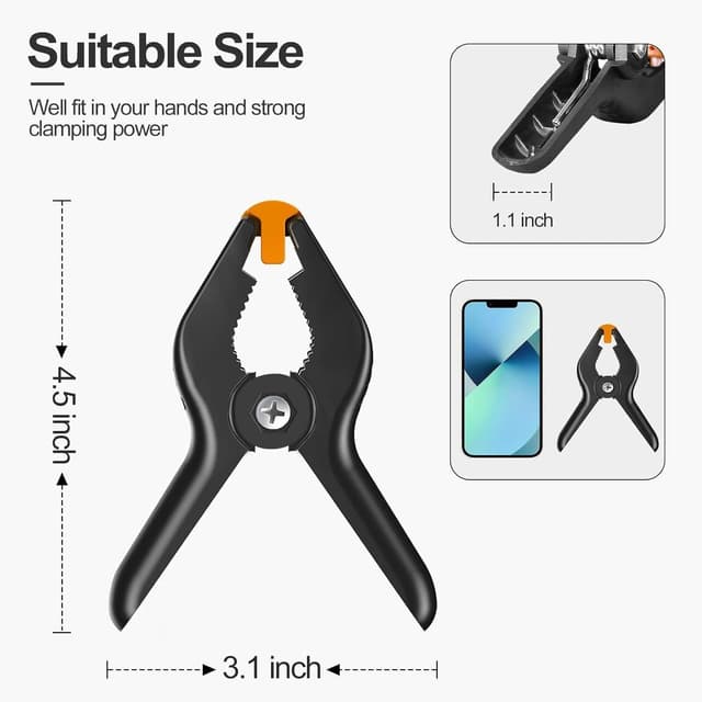 Detalle 2 de EMART 20 Pack Heavy Duty Muslin Spring Clamps (4.5 inch) for backdrops, photo booths and crafts