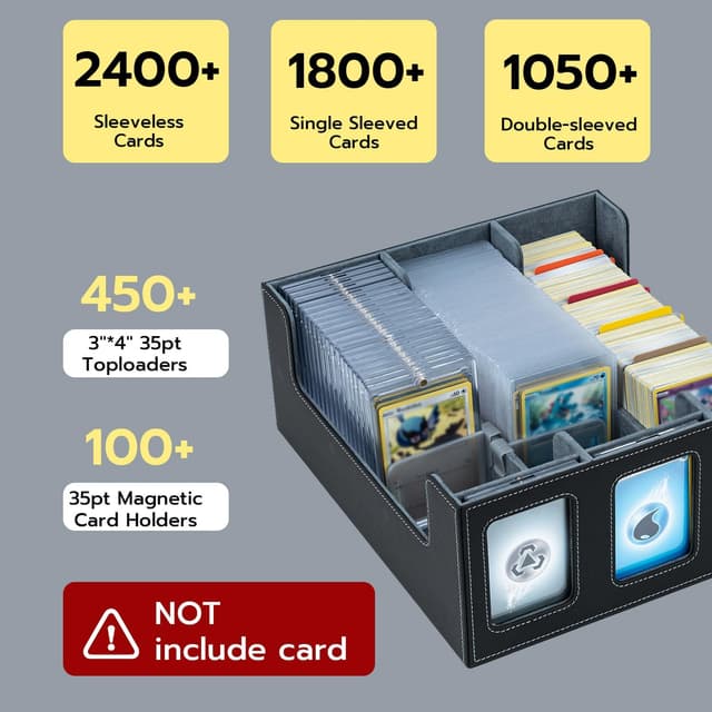 Detalle de Tolesum Boîte à cartes MTG avec fenêtre, fermeture magnétique et emplacements 35 PT (noir) pour Magic Commander