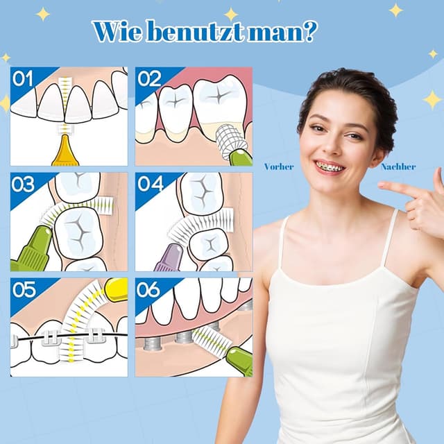 Detalle 2 de Interdentalbürsten 50 Stück 5 Größen 🦷
