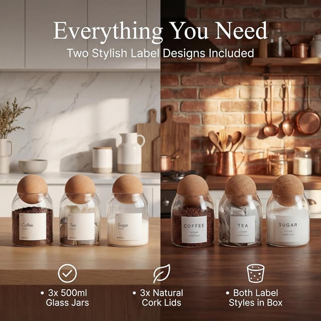 Thumbnail 4 de Tea Coffee Sugar canisters set 500ml