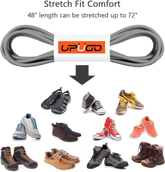 Detalle de UpUGo Schnürsenkel ohne Binden – elastische Schnürsenkel in Einheitsgröße für Erwachsene (1 Paar, dunkelgrau)
