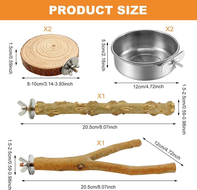 Thumbnail 1 de xianzhanEU Natur Sitzstangen Set 4 Stück für Vögel 🐦