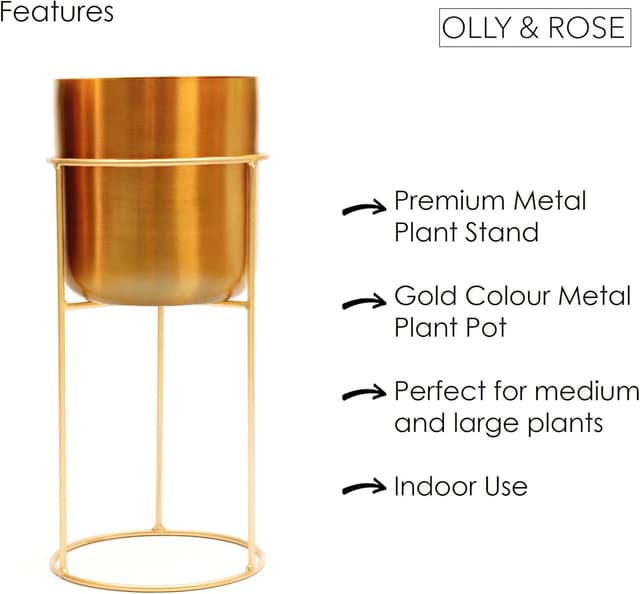 Thumbnail 1 de Olly & Rose Dark Gold Metal Pot 20cm