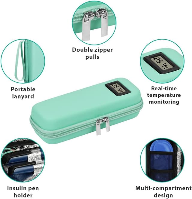 Detalle de Fefod sac isotherme pour diabétique avec affichage de température et 2 blocs de glace