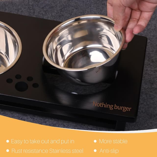 Detalle 2 de Nothing Burger Raised Dog Bowls for Small Dogs