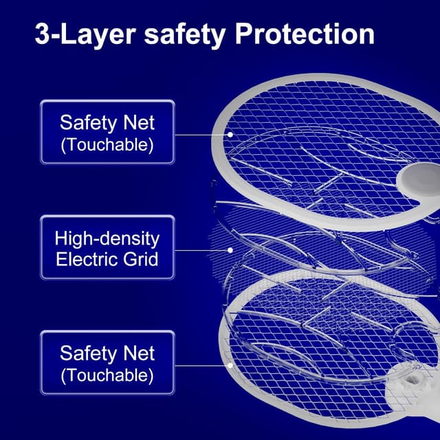 Thumbnail 6 de Electric Fly Swatter 180° Foldable Fly Zapper Racket (4000V, 5-layer mesh) with USB-C charging