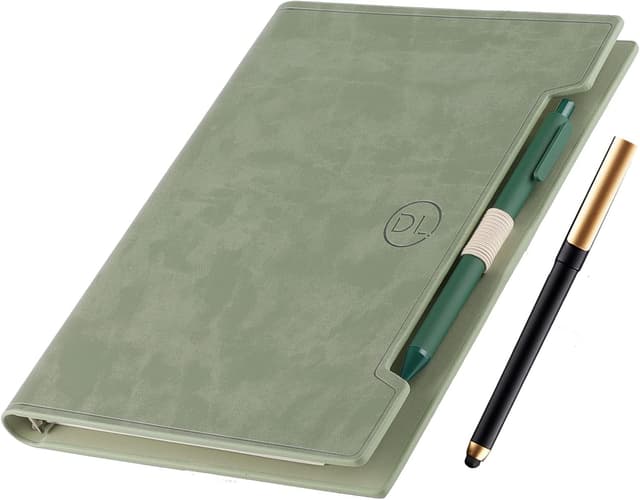 Detalle de Holderzwu Taccuino classico A5 in pelle PU ricaricabile con pagine a righe, 160 pagine e tasca verde