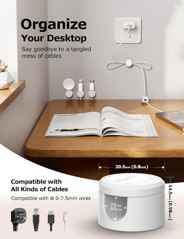 Detalle 2 de Chfeila 9 Pack Magnetic Cable Tidy Clips (360° rotating, twist-lock)