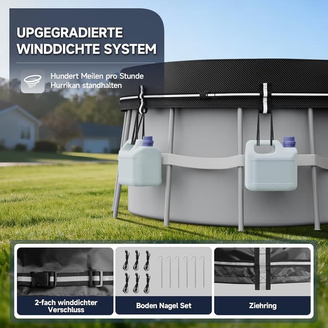 Detalle de LXKCKJ Poolabdeckung rechteckig (2-in-1) für 480x300 cm Becken – Solarplane & Winterabdeckung, 570x365 cm