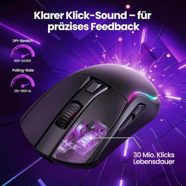 Thumbnail 5 de TECKNET Gaming Maus Kabellos 24000 DPI