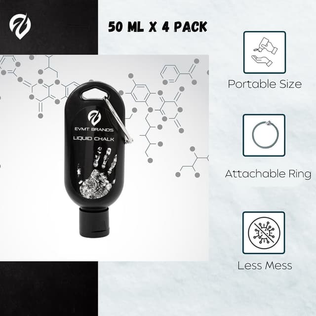 Detalle de EVMT Brands Liquid Chalk (Mess-Free Gym Chalk) for Weightlifting, Gymnastics, Rock Climbing & Dancing
