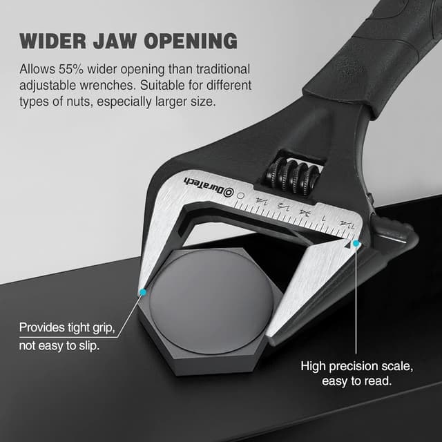 Thumbnail 3 de DURATECH 8-Inch Adjustable Wrench with Wide Jaw