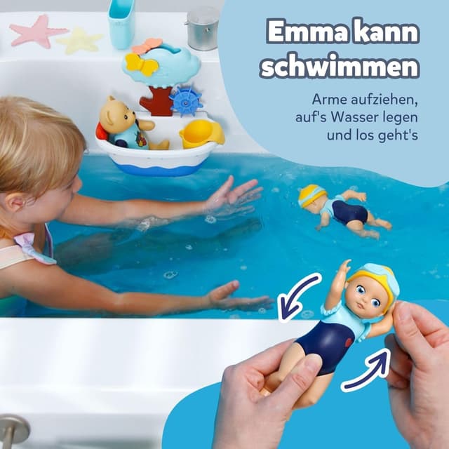 Detalle de BABY born Splish Splash Bade-Spielzeug-Set mit Emma im Kinderwagen – Saugnäpfe, ohne Batterien (ab 1 Jahr)