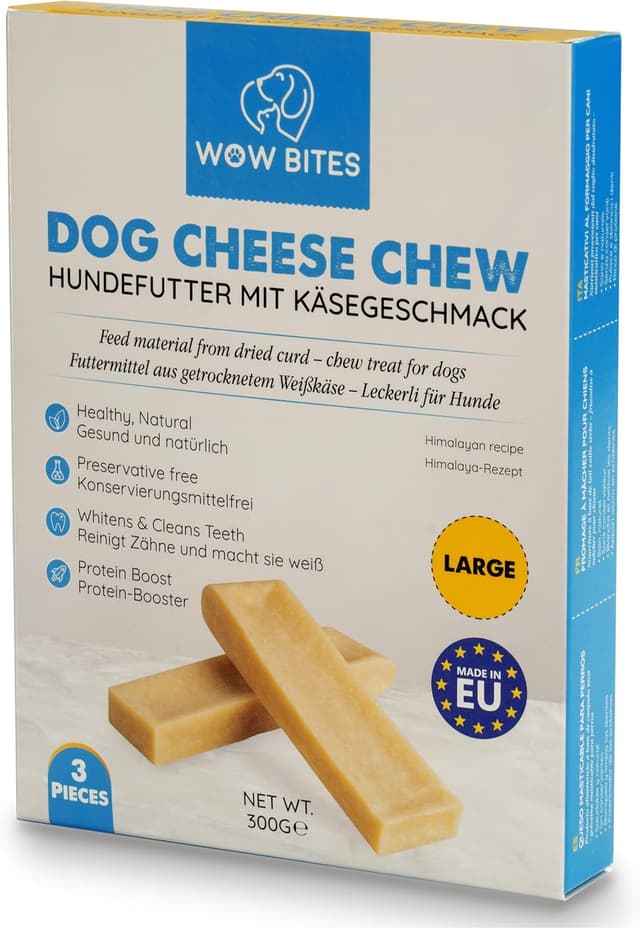 Thumbnail 6 de WOW BITES Premium Kaukäse für Hunde – extra langer Käseknochen & Käsestangen (300 g, 3er Pack)