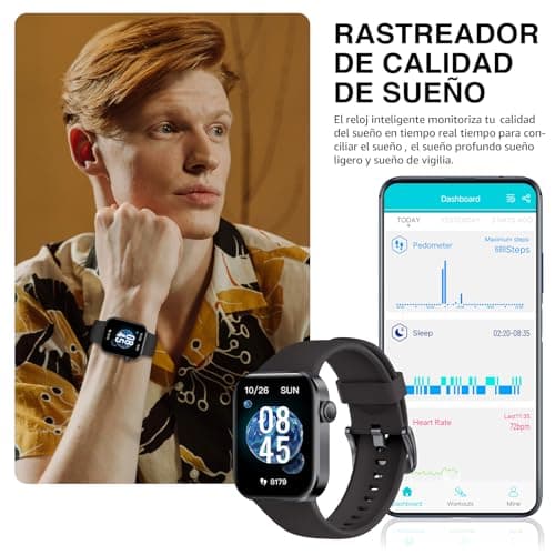 Detalle de ASEEYIRJ Reloj Inteligente P2 para mujer y hombre con llamadas Bluetooth, pantalla 1.85” y IP68