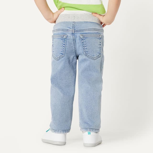 Detalle de Amazon Essentials Unisex Baby Stretch-Jeans zum Hineinschlüpfen (Regular Fit) mit Pull-on