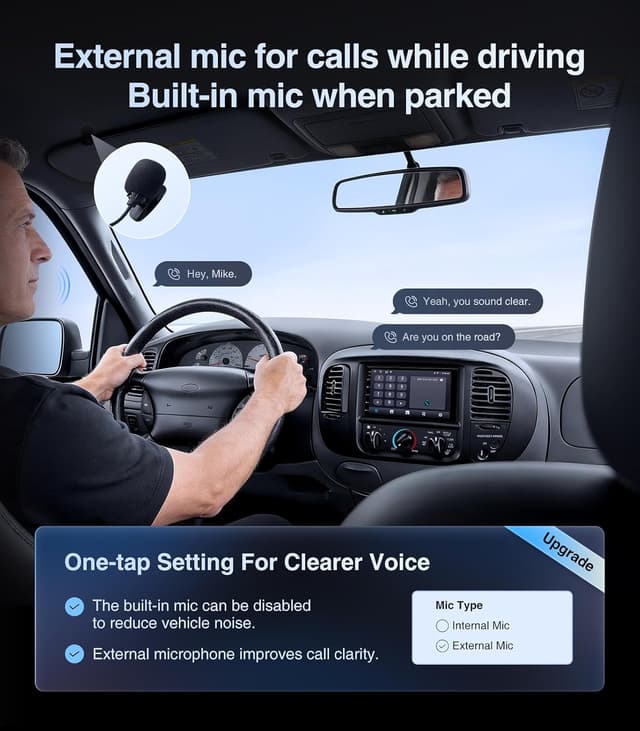 Detalle de AINAVI 7-inch Android Double Din Car Radio with CarPlay/Android Auto, 2+32G, 48B EQ & DSP, Backup Camera Input