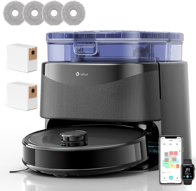 Detalle de Lefant M3 Ultra robot aspirapolvere e lavapavimenti con LiDAR dToF, ostacoli PSD e stazione all-in-one