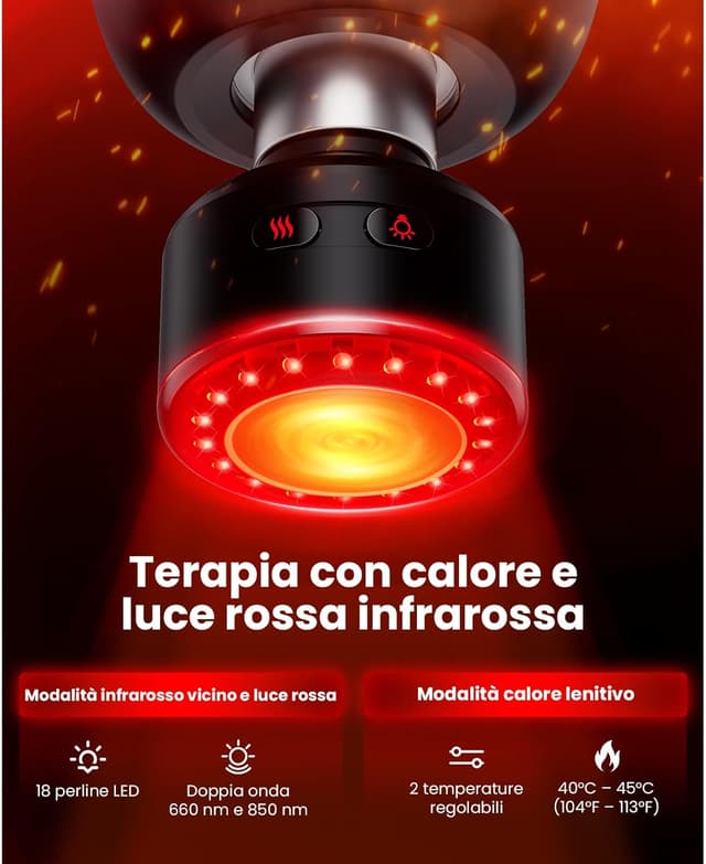 Detalle 2 de BOB AND BRAD X6 Ultra massaggiatore a pistola portatile con calore e terapia LED rossa