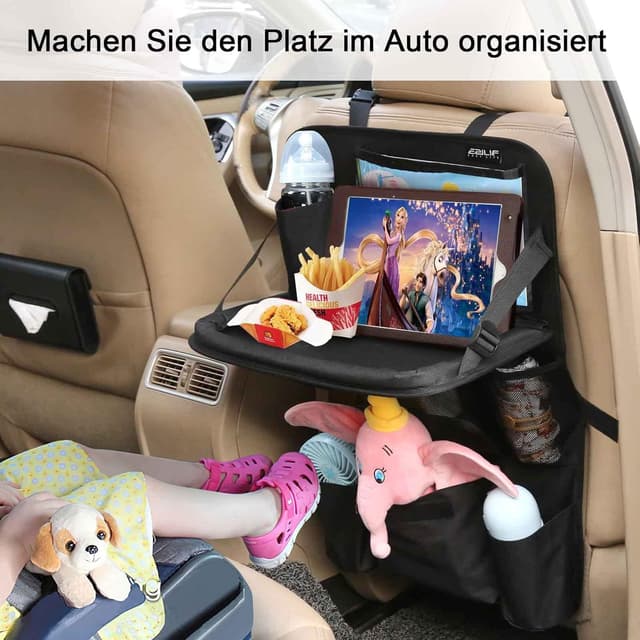 Thumbnail 6 de Ezilif Autositz Rückenlehnenschutz mit Organizer, klappbarem Tisch & iPad-Tasche (Kinder)