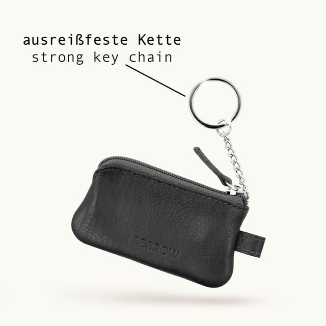 Detalle de LEDEROW Mini Schlüsseltasche aus echtem Leder – kompaktes Schlüsseletui für Motorrad- und einzelne Hausschlüssel