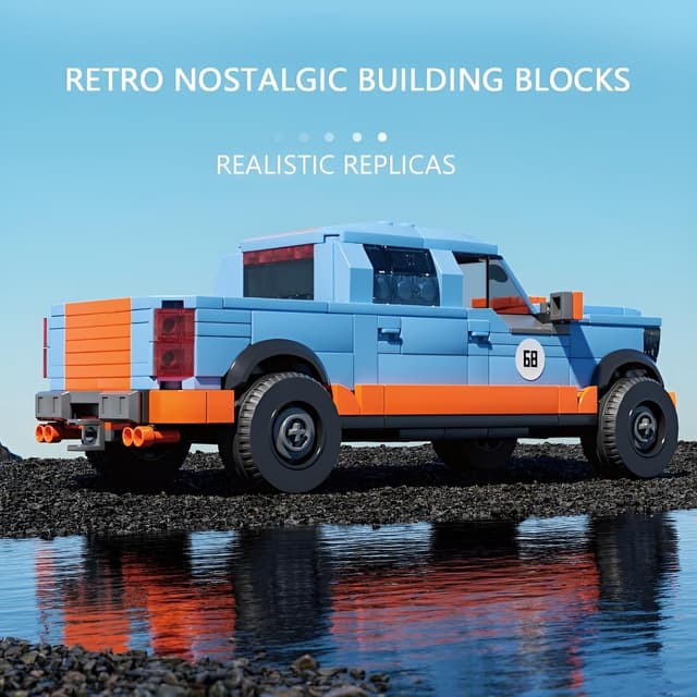 Detalle de DrmBeyd Technik Sportwagen Bausteine-Set (457 Teile) – Modellbau-Pickup im F-150 Stil für Heimdekoration