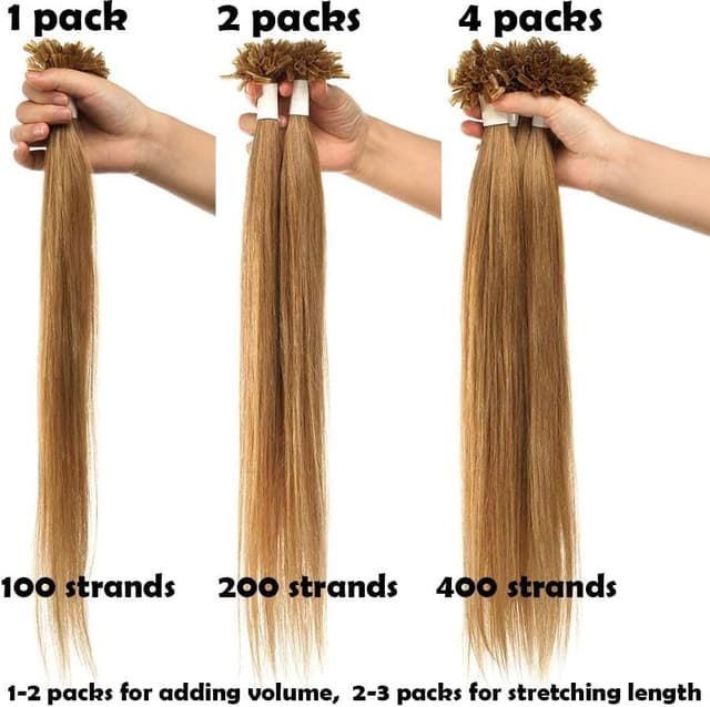 Detalle 2 de Estensioni capelli Remy U Tip 35 cm 27 biondo scuro