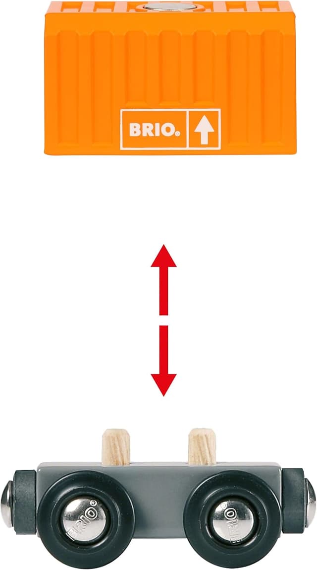 Detalle de Brio World 33982 Long Train de Marchandises : locomotive et 3 wagons pour circuit en bois dès 3 ans