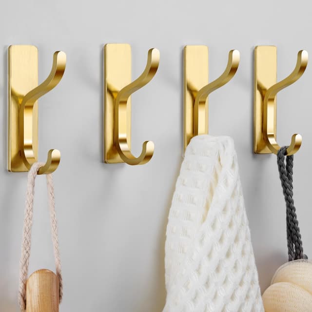 Detalle de Pickpiff Gold Self Adhesive Hooks (Heavy Duty, Holds up to 6KG) – 4 Pack