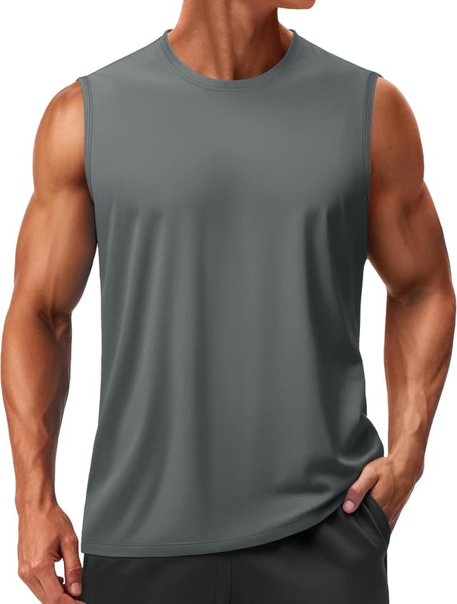 Detalle de TACVASEN Herren Tanktop Sport mit UPF 50+ UV-Schutz – schnelltrocknend & atmungsaktiv
