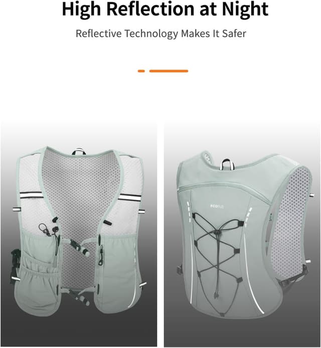 Detalle de ECOHUB Laufweste für Damen & Herren mit 2-L-Trinkflasche, ultraleicht & reflektierend (Grün)