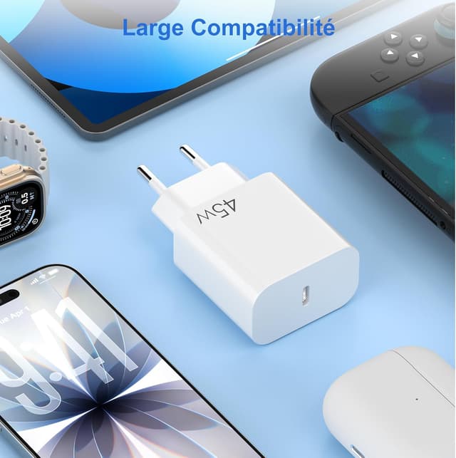 Detalle 2 de YISH chargeur USB C 45 W GaN