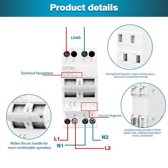 Thumbnail 3 de GEYA Conmutador Seccionador 63A 2P 🔌