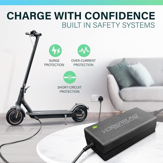 Thumbnail 6 de VORSPRUNG® 42V 2A Electric Scooter Charger (UK plug, LED status) for 1-pin Xiaomi M365/Pro/1S & Ninebot ES series