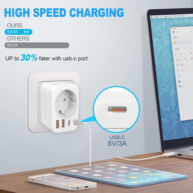 Detalle 2 de Clomnpe USA Adapter Steckdose 5-in-1 đ